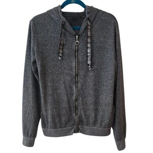 Free For Humanity Metallic Shimmer Full Zip Sweatshirt Silver